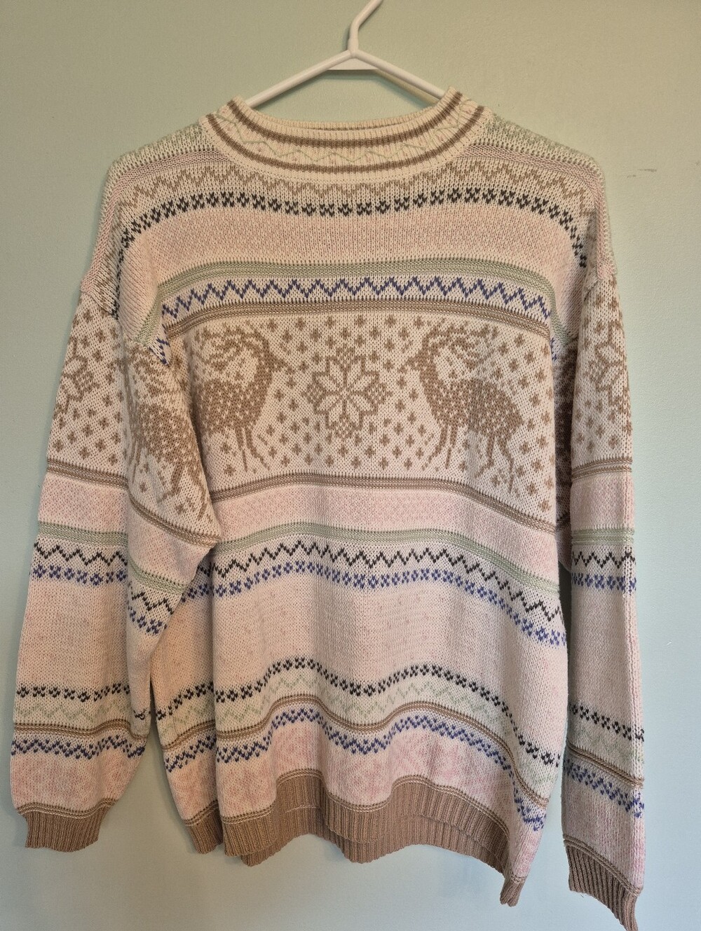Tangiers Women's Vintage Grandmacore Festive Cream Knit Sweater Size Medium - Picture 2 of 5